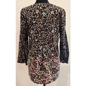 J. Jill Floral Print Rayon Blouse 3/4 Sleeves Size Small